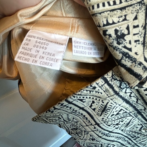 Jones New York Black White Tribal Print Silk Blazer Jacket Size 14 - Picture 4 of 10